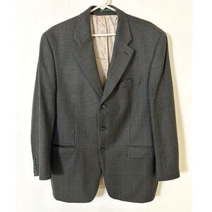 Lauren Ralph Lauren Blazer 43R 100% Lambs‎ wool Houndstooth 3 Button Sport Coat